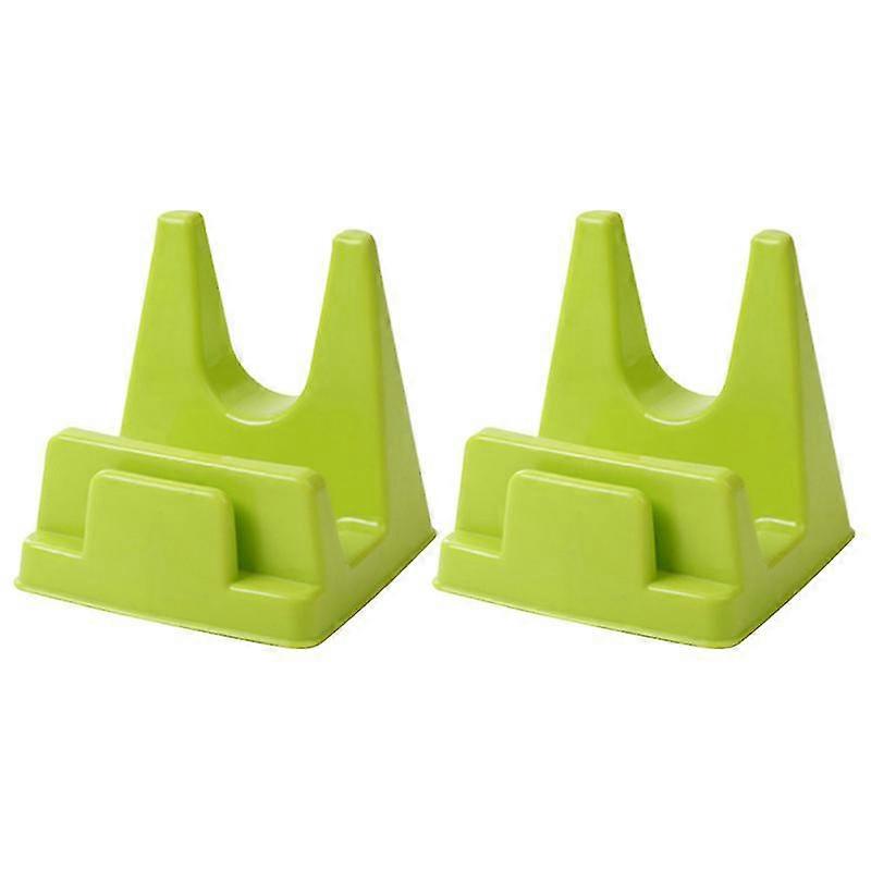 2pcs multifunction plastic pan cover rack holder cooking tool organizer kitchen storage shelf (green)