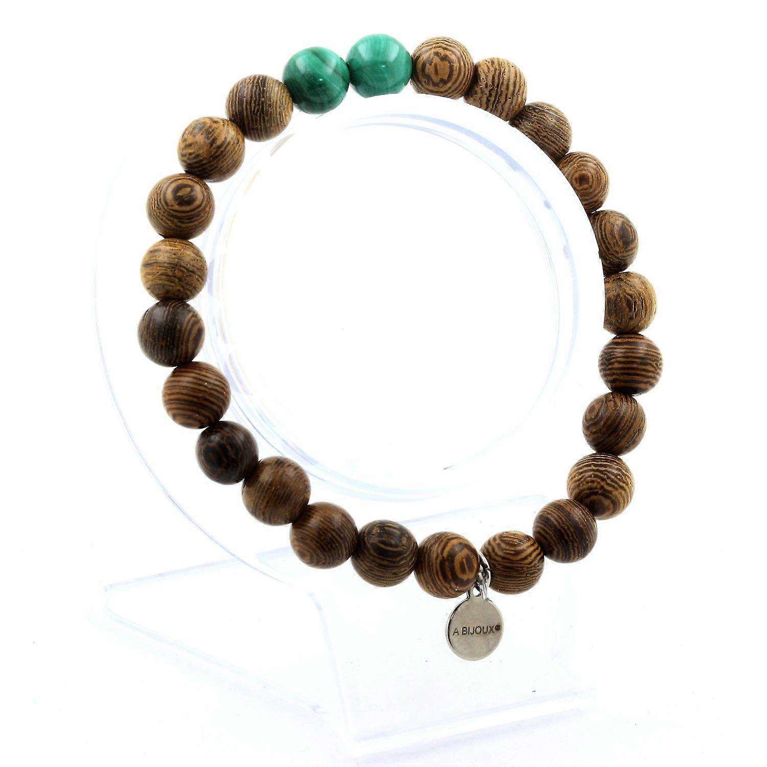 Bracelet Malachite Beads from Congo + wood 8 mm