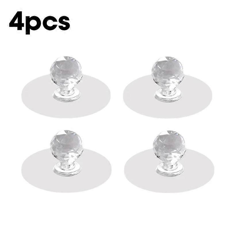 4Pcs Self-Adhesive Drawer Handle Crystal Acrylic Knobs Punch-free Handle Cabinet Wardrobe Furnitures Pulls Handles Hanger Hooks