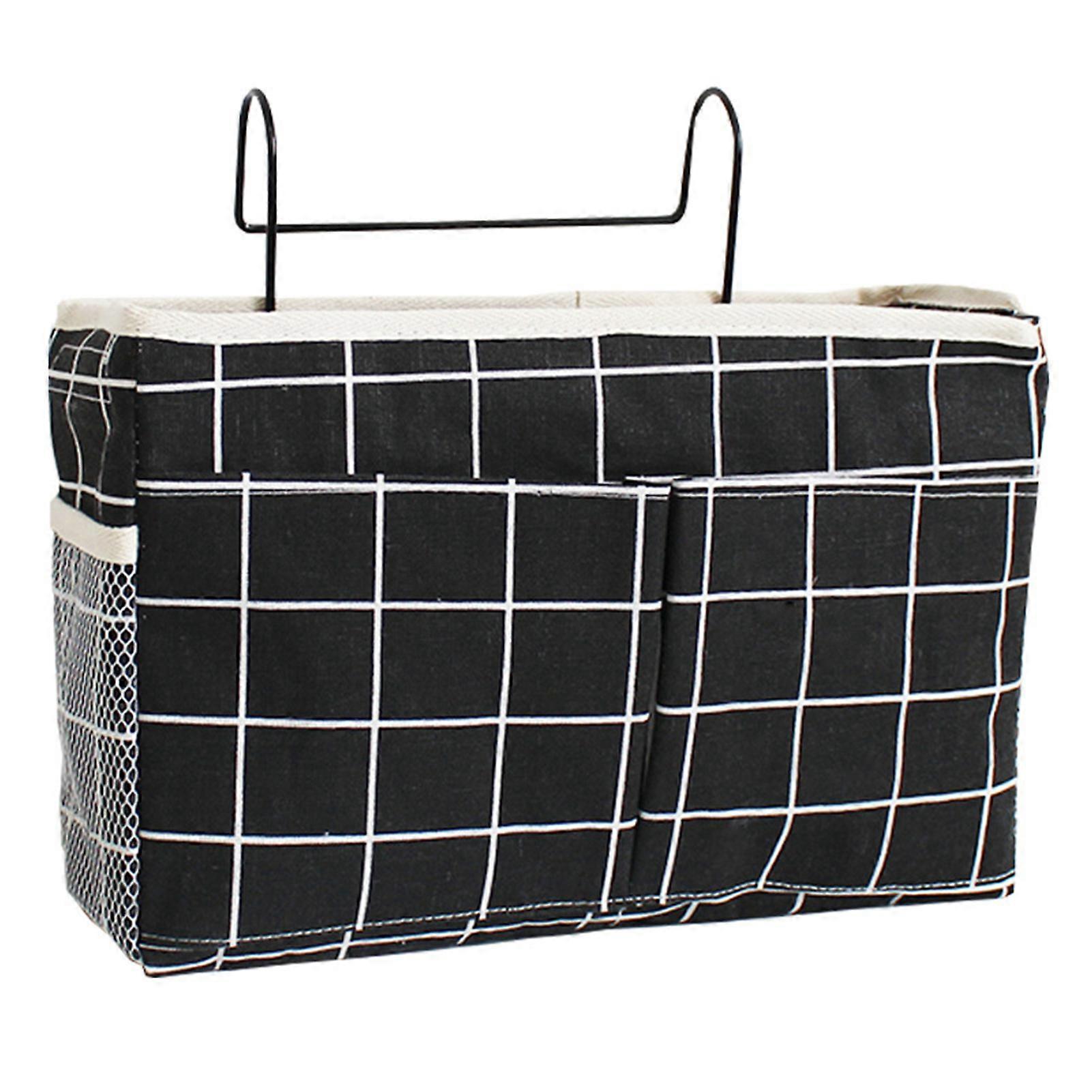 Bedside Caddy with Side Mesh Pocket Hanging Storage Organizer for Bunk College Dorm Bed Canvas Pouch