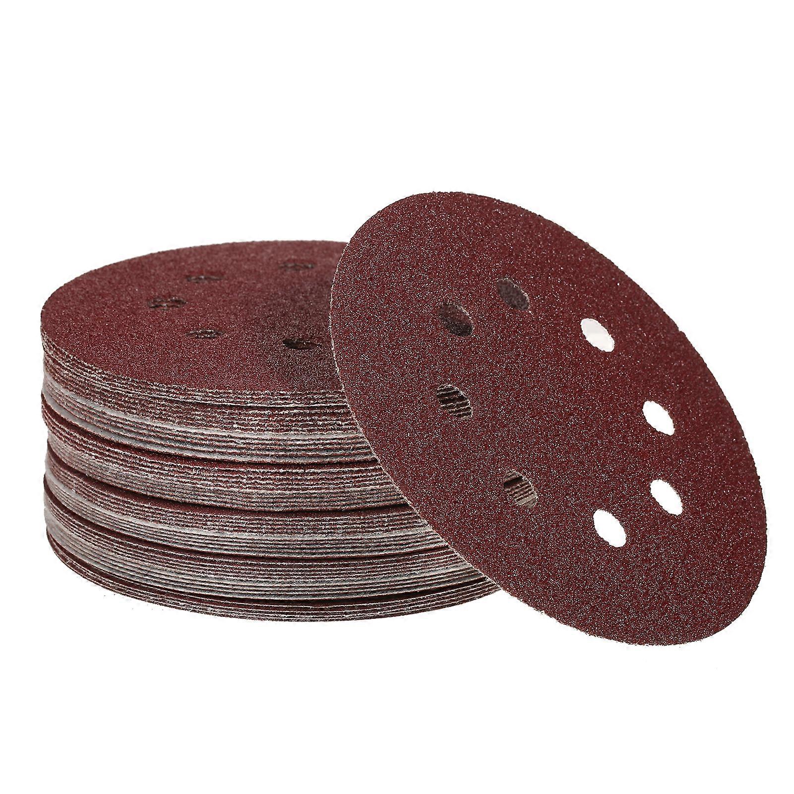 50Pcs Sanding Discs 5 Inch 125mm 8 Holes 220/180/120/80/60 Grit Sandpaper for Random Orbital Sander