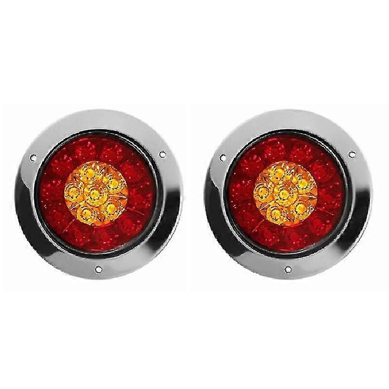 2x 16 Led Clignotant Stop Frein Feu Remorque Camion Rond Feux Arrière Feux Latéraux