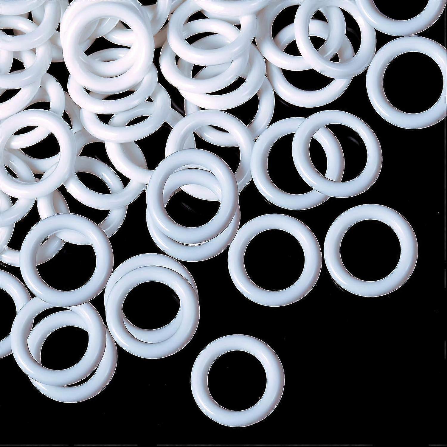 100 Stück Raffrollo-Gardinenringe, O-Ringe Kunststoffringe für Raffrollos (weiß, 13 mm)