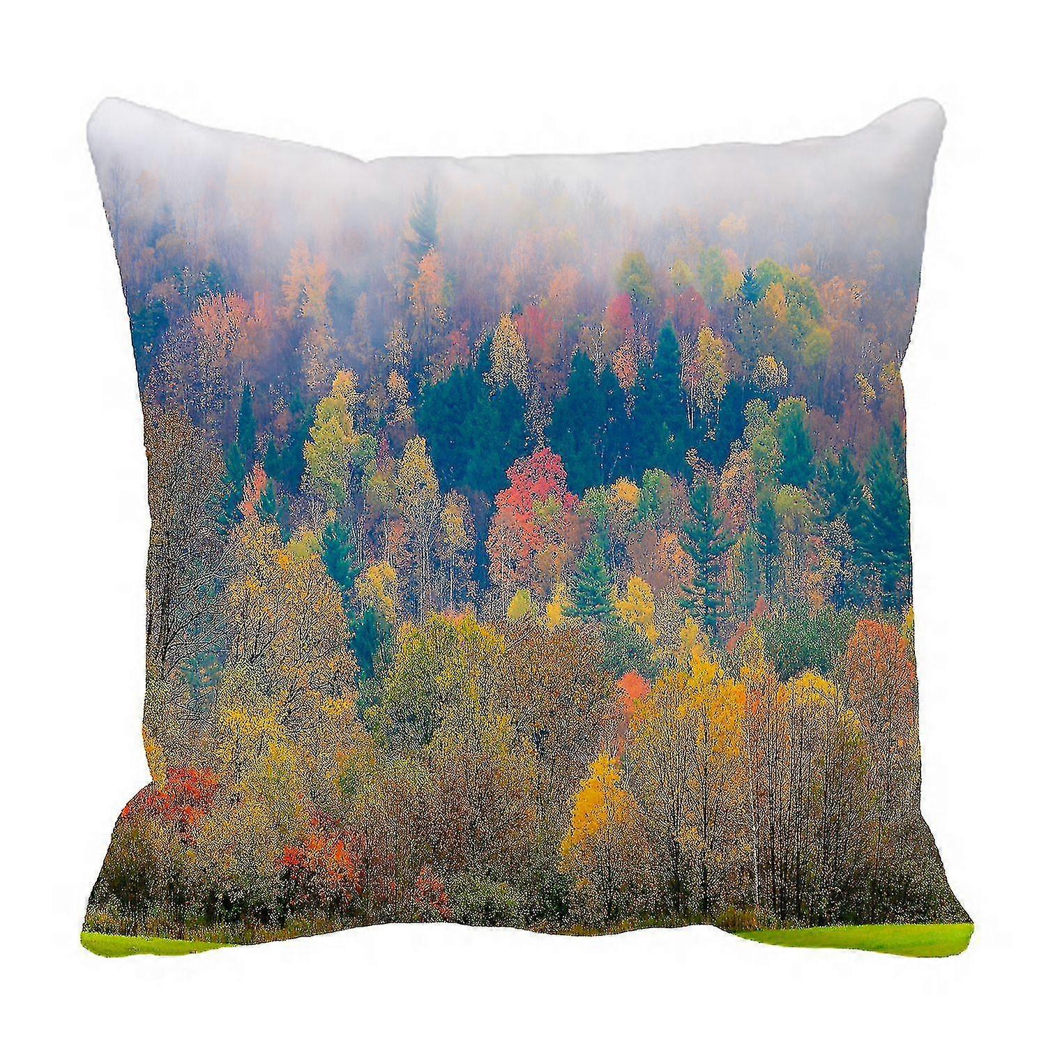 Forest Landscape Pillow Case, Field Of Trees During Fall Foliage Pillowcase Throw Pillow Cushion Cover 45x45 Cm
