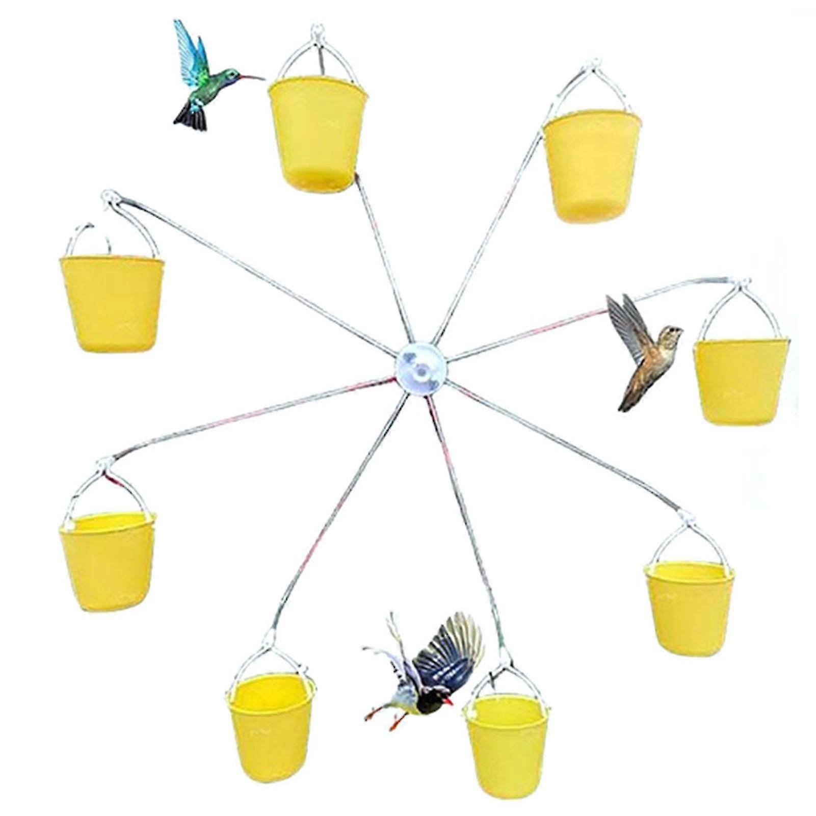 8 Buckets Ferris-Shaped Wheel for Birds Feed Charming Large Capacity Birds Feeder for Courtyard Garden