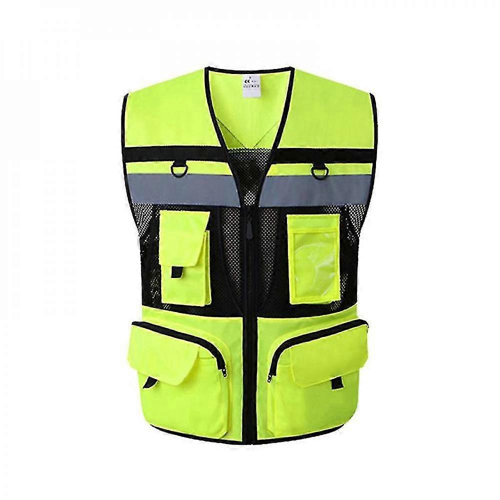 High Visibility Reflective Safety Vest Zip Pocket Security Waistcoats Mesh Lining Breathable, Skin-friendly And Wear-resistant S Size ZhF IFO