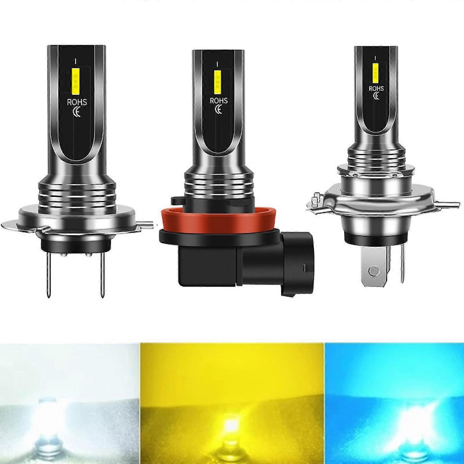 2 PCS Car LED Fog Light Bulb, H4 H7 H8 H11 Super Bright 80W Vehicle Lighting Bulbs Replacement, Universal Automotive Fog Light