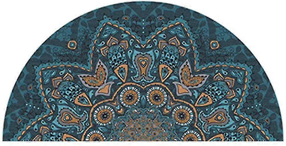 Doormat Semicircular Non-slip Carpet Crystal Pile Carpet Vintage Semicircular Doormat (50 * 100cm)
