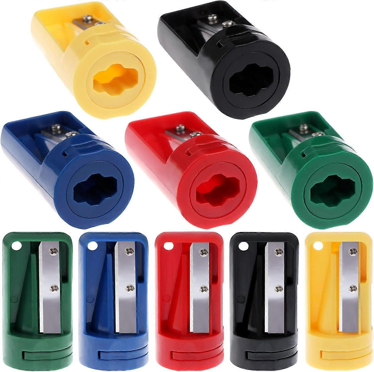 10 Pieces Carpenter Pencil Sharpener Colourful Manual Portable Woodwork Pencil Cutterfor Woodworking Travel School Office5 Colors