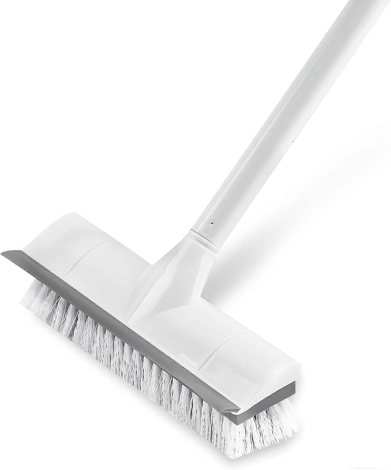 Floor Scrub Brush with Long Handle Stiff Brush, 2 in 1 Scrape and Brush,Tub and Tile Brush for Cleaning Bathroom, Patio, Kitchen, Wall and Deck