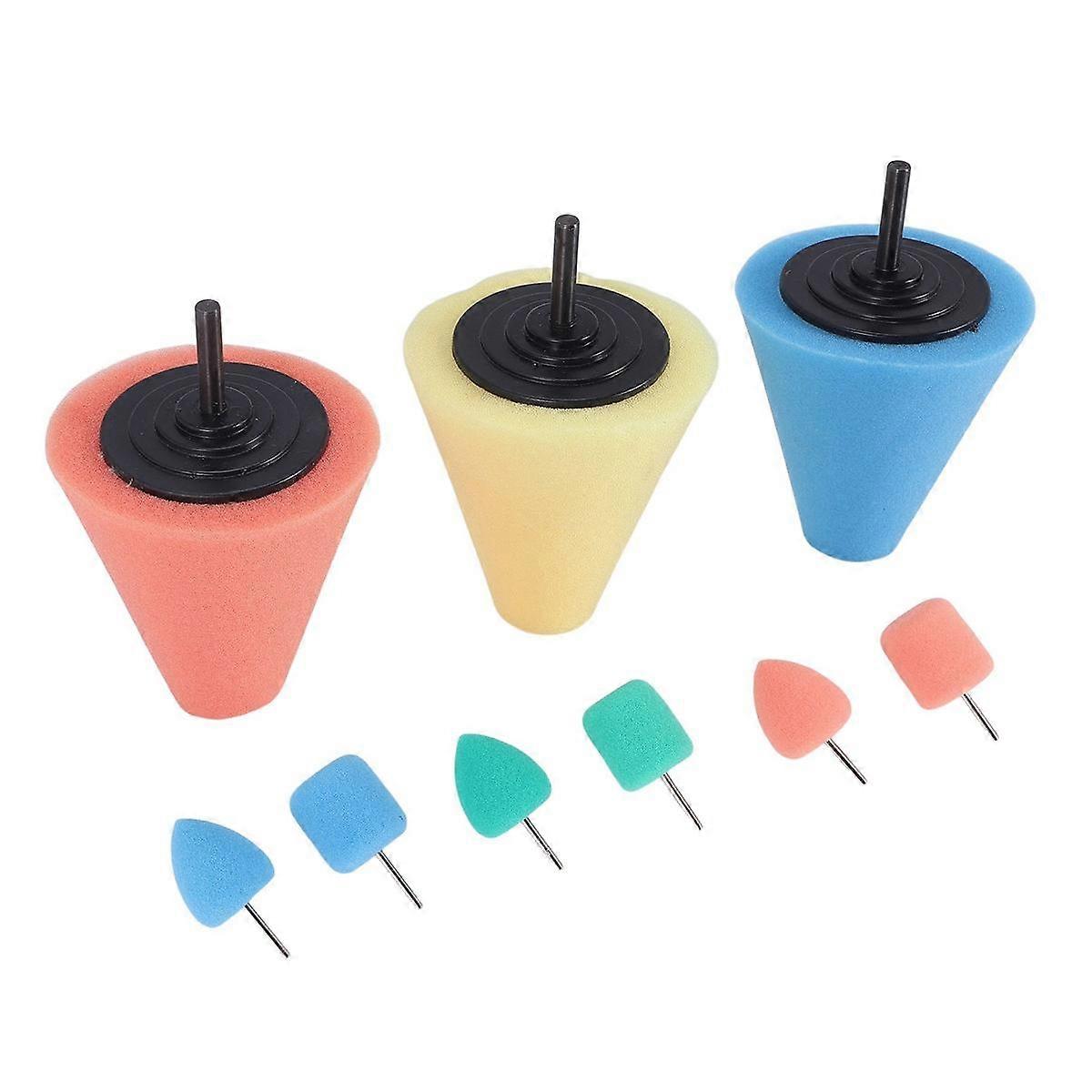 9PCS 1/4inch Sponge Buffing &Polishing Cone for Automotive Car Wheel Hub Care,Metal Polish Buffing