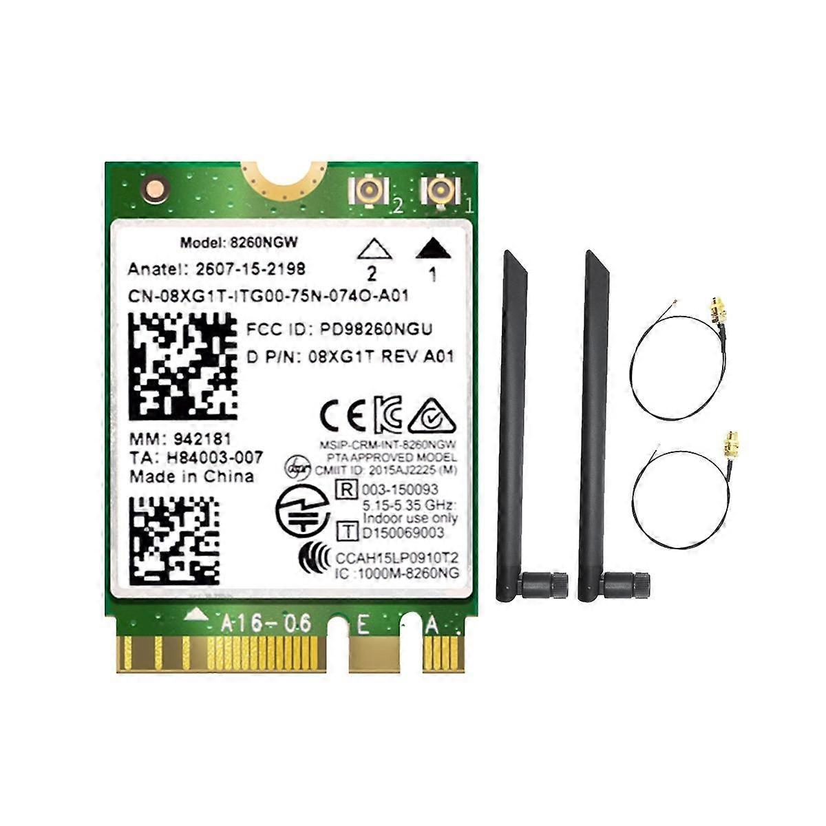 8260 8260NGW WiFi Card+2X8DB Antenna 2.4G/5Ghz 867M Bluetooth 4.2 NGFF M.2 WiFi Wireless Card Modul