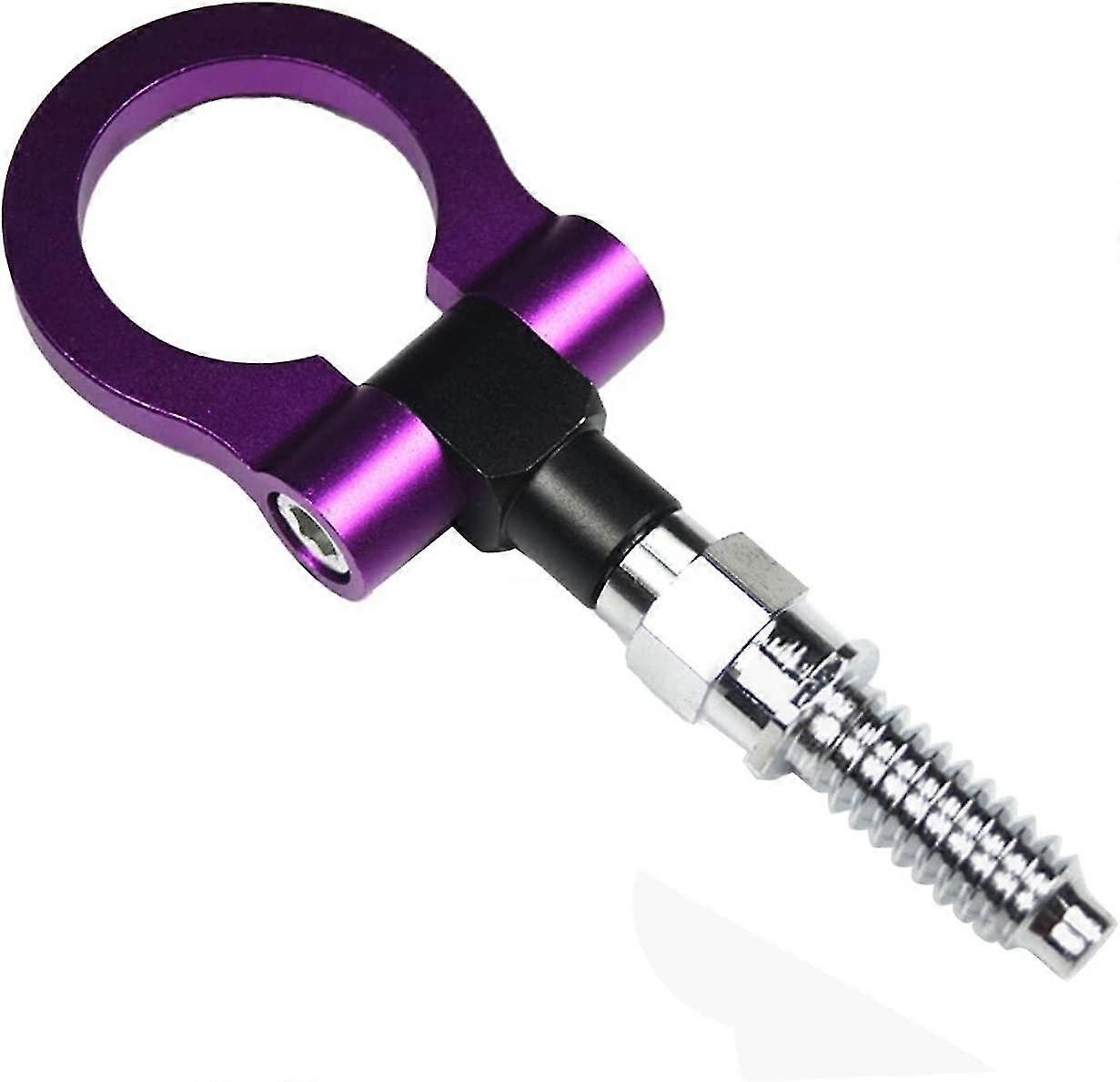 Car Trailer Ring Eye Shackle, Euro Car Easy Install Trailer Shackle Universal Sports Track Racing Style Screw-in Trailer Hook Front Bumper(purple)(1pc