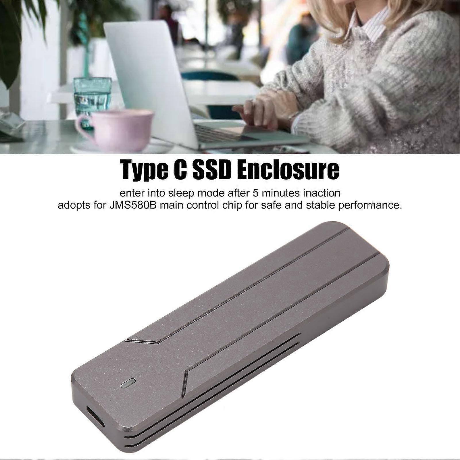 SATA SSD Enclosure 10Gbps USB3.2 Gen2 Auto Sleep Metal Case Stable Safe M.2 NVME SATA SSD Enclosure for Computer