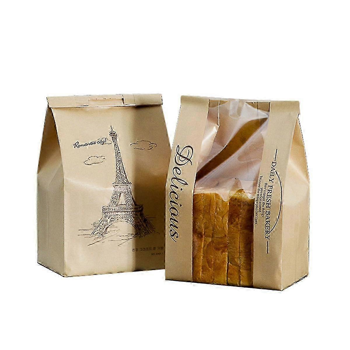 Baked Bread Storage Bag Paper Bread Bag Bread Package Bag with Transparent Front Window