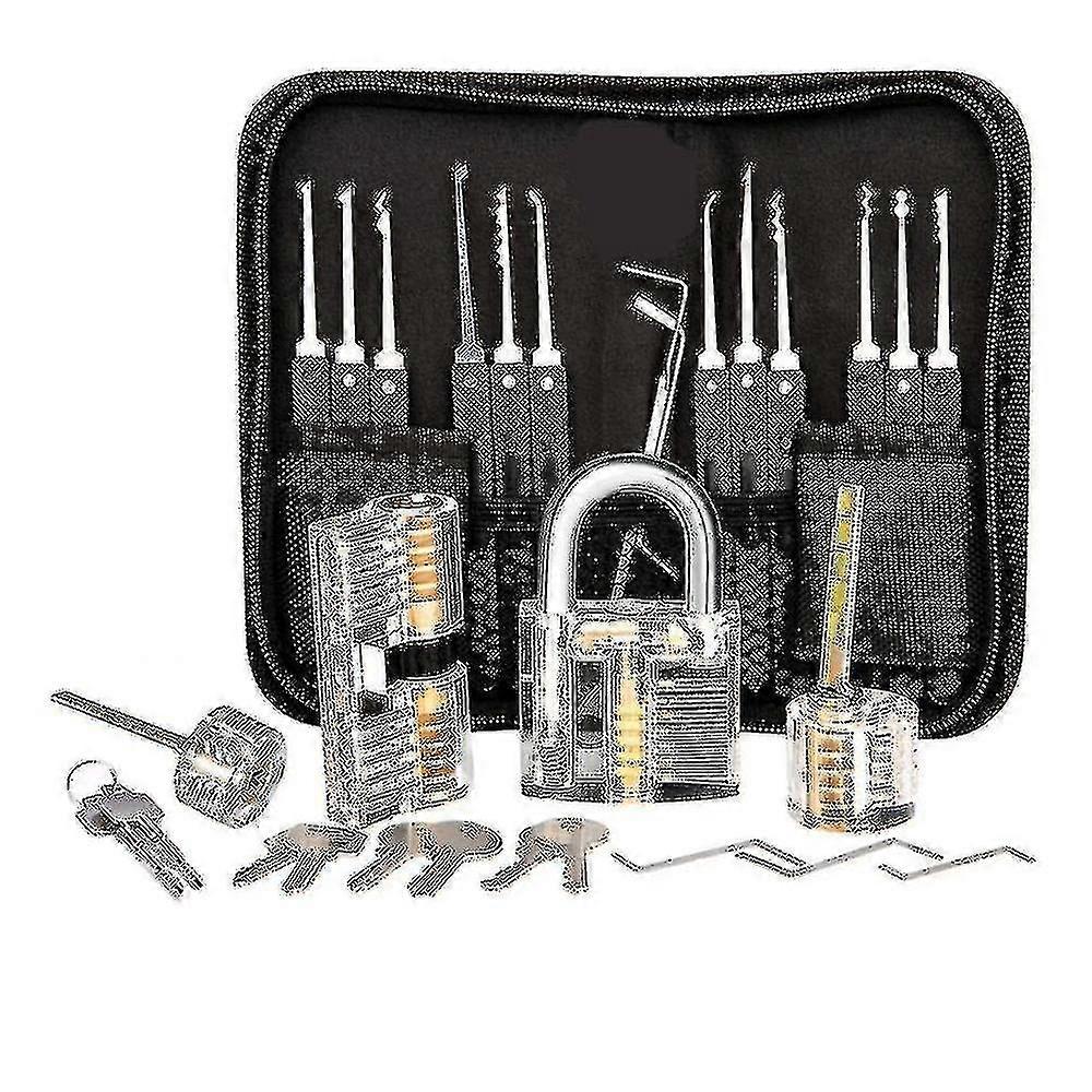 Lock Picking Kit, 25-piece Lock Picking Kit, Practice Tools With 3 Clear Locks-sswyv
