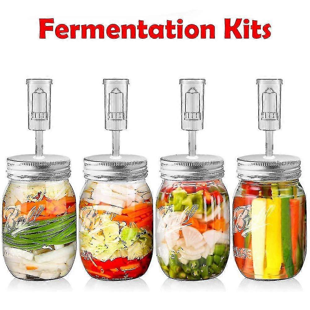 Ensemble de pots Mason à large bouche avec couvercle de fermentation et sas d’aéros