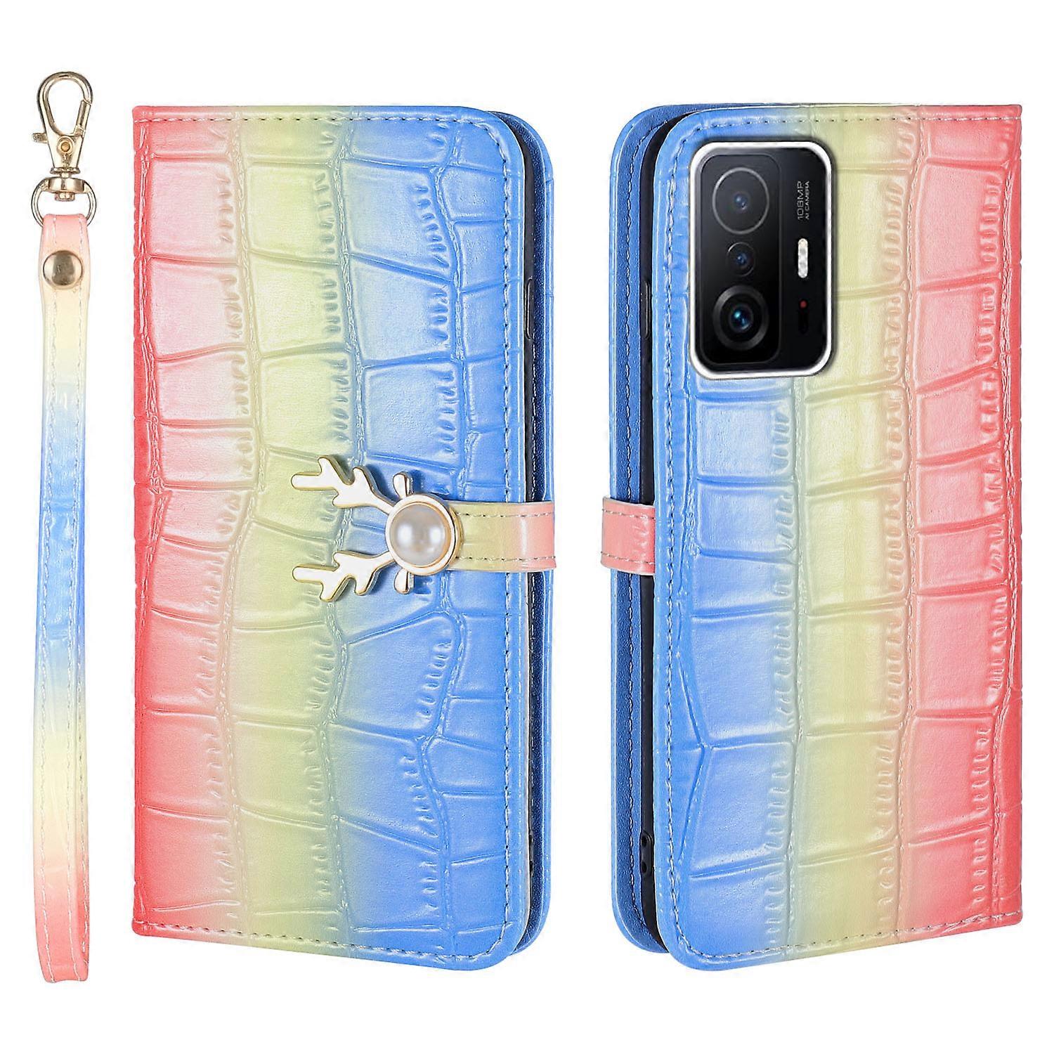 Elk Pattern Phone Case for Xiaomi 11T with Card Holder, lanyard, PU Leather Material, Wallet Function, Corner Fall Protection