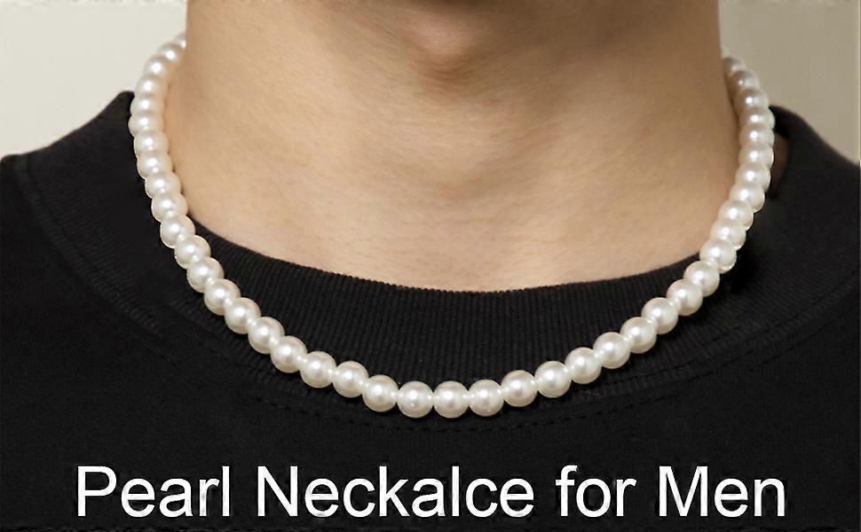 Collana Di Perle Bianche Girocollo - Unisex, Semplice Ed Elegante - Lunghezza 50 Cm - Regalo Universale - 2