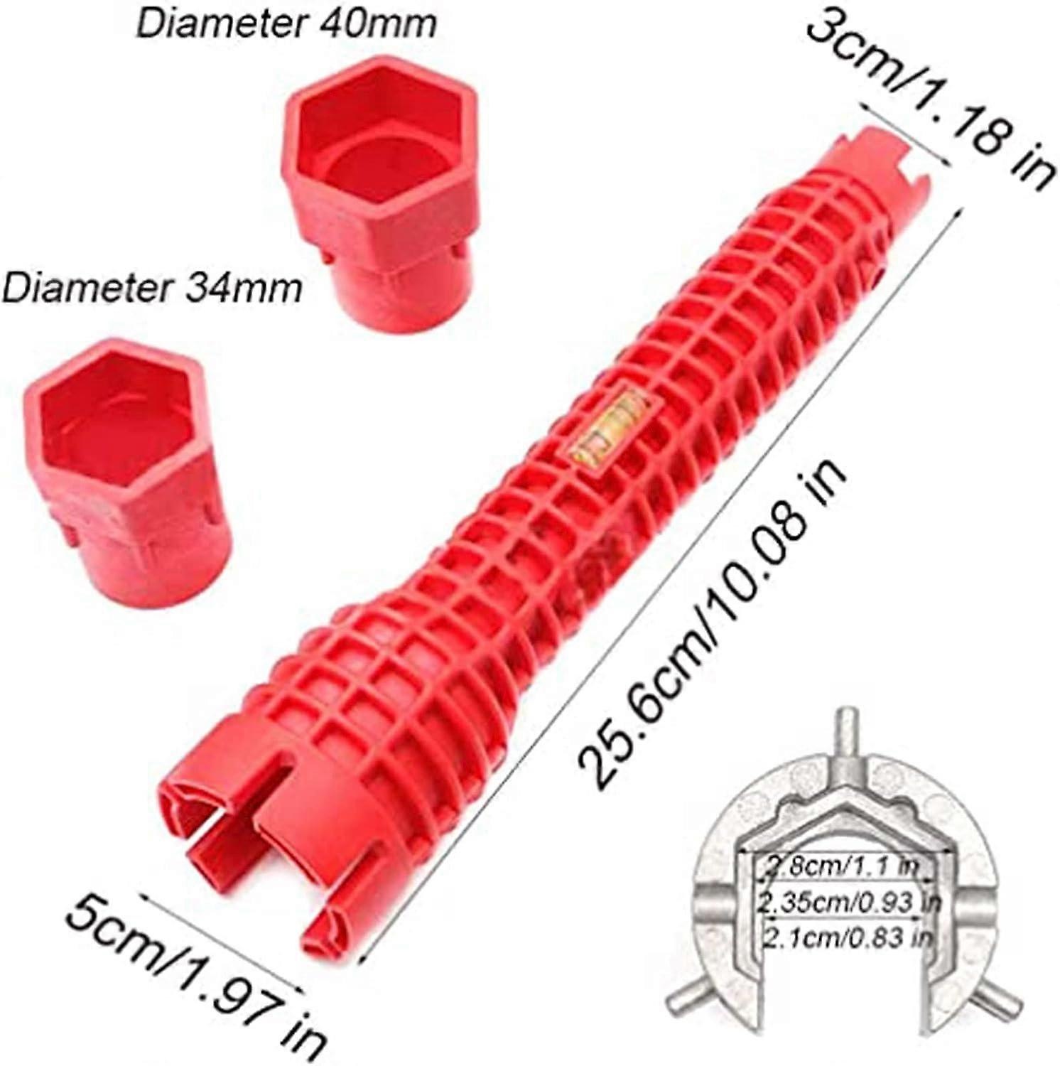 TCGG-Outil Multifonctionnel de Cl de Robinet, Cle Serrage Robinet Multi-Usages, Cl Plombiers Cl pour vier, Rouge, Convient aux Toilettes, vier, Condui
