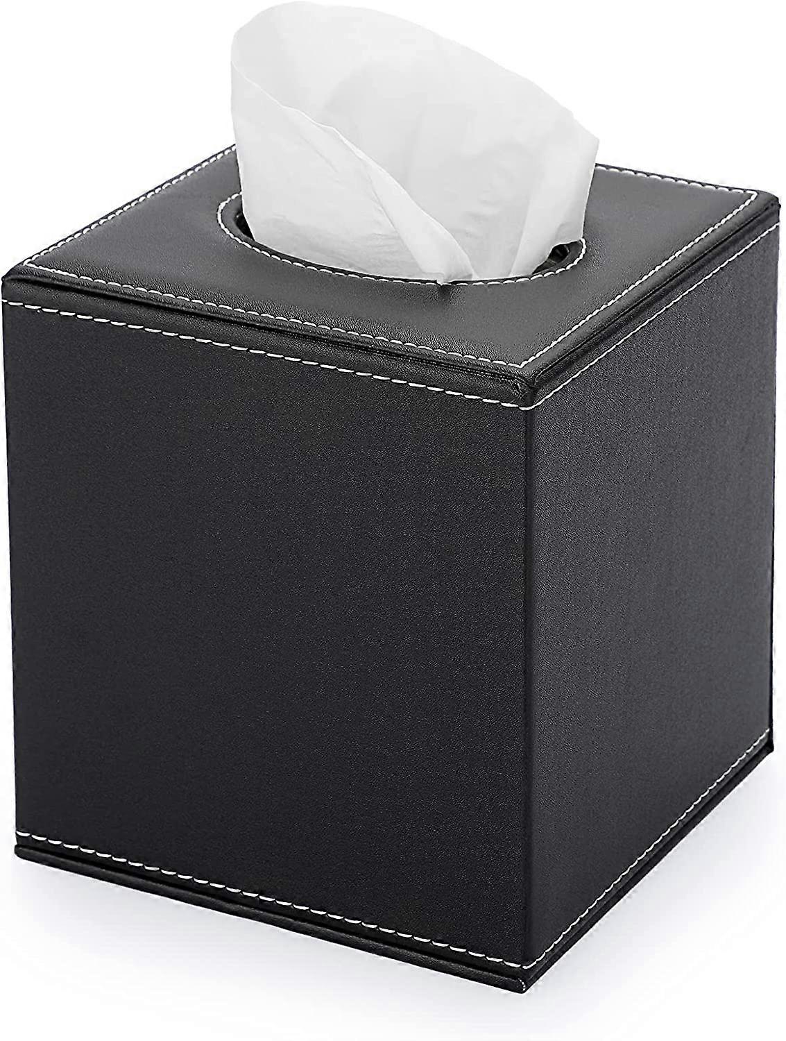 Rectangular Tissue Box with Plain Black PU Box