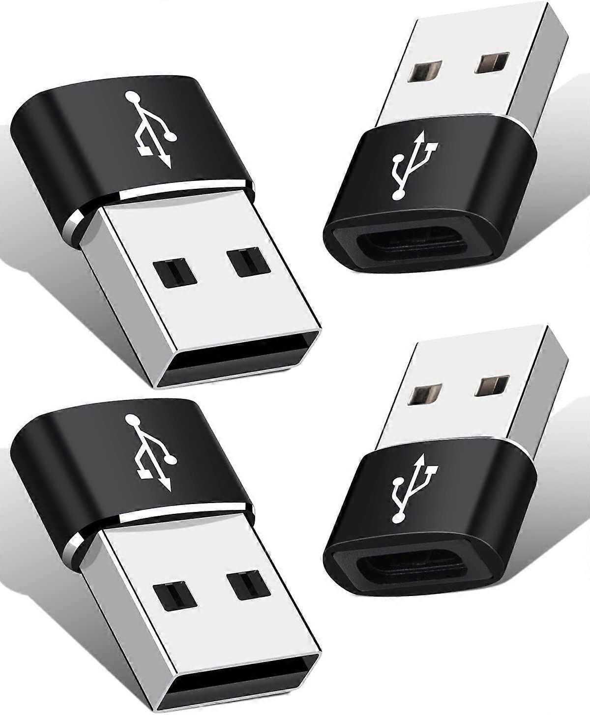USB A to USB Type C Adapter (4 Pack) - Fast Charging Converter