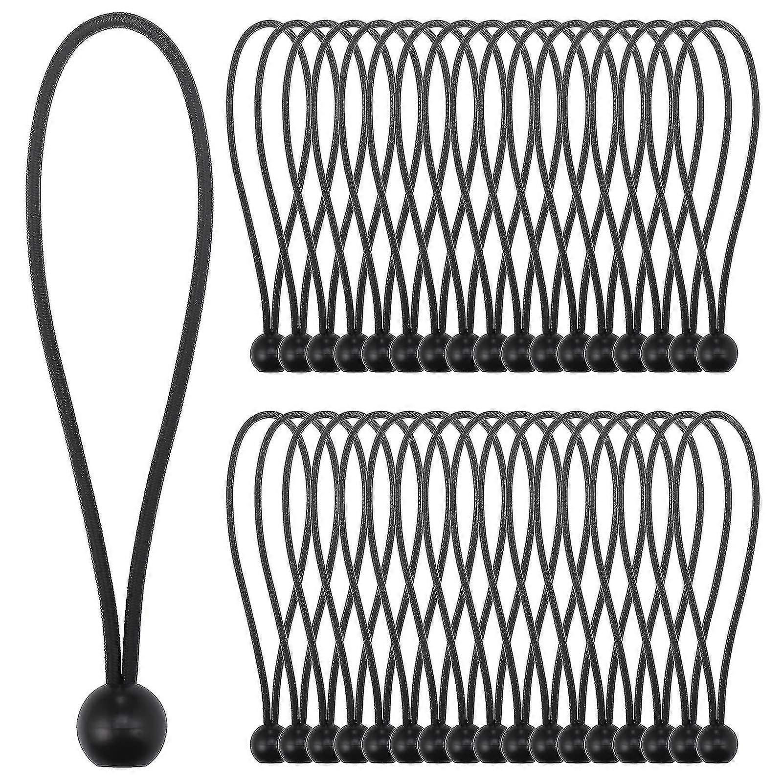 حبل بنجي ، 35 كرة بنجي بنجي سوداء (20 سم) سلك بنجي قماش القنب ، خطاف بنجي محمول متين للراية ، الأقمشة ، الأجنحة ، الخيام