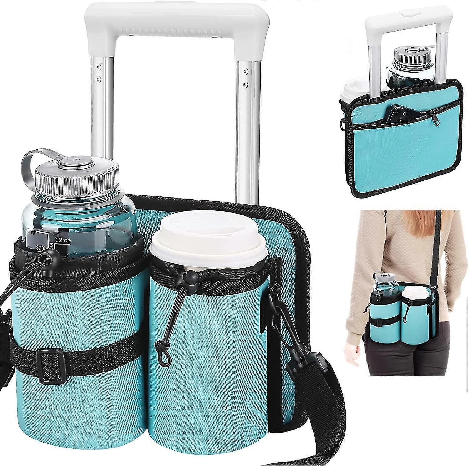 Luggage Travel Cup Holder For Different Size Cup Bottlewith Adjustable Shoulde