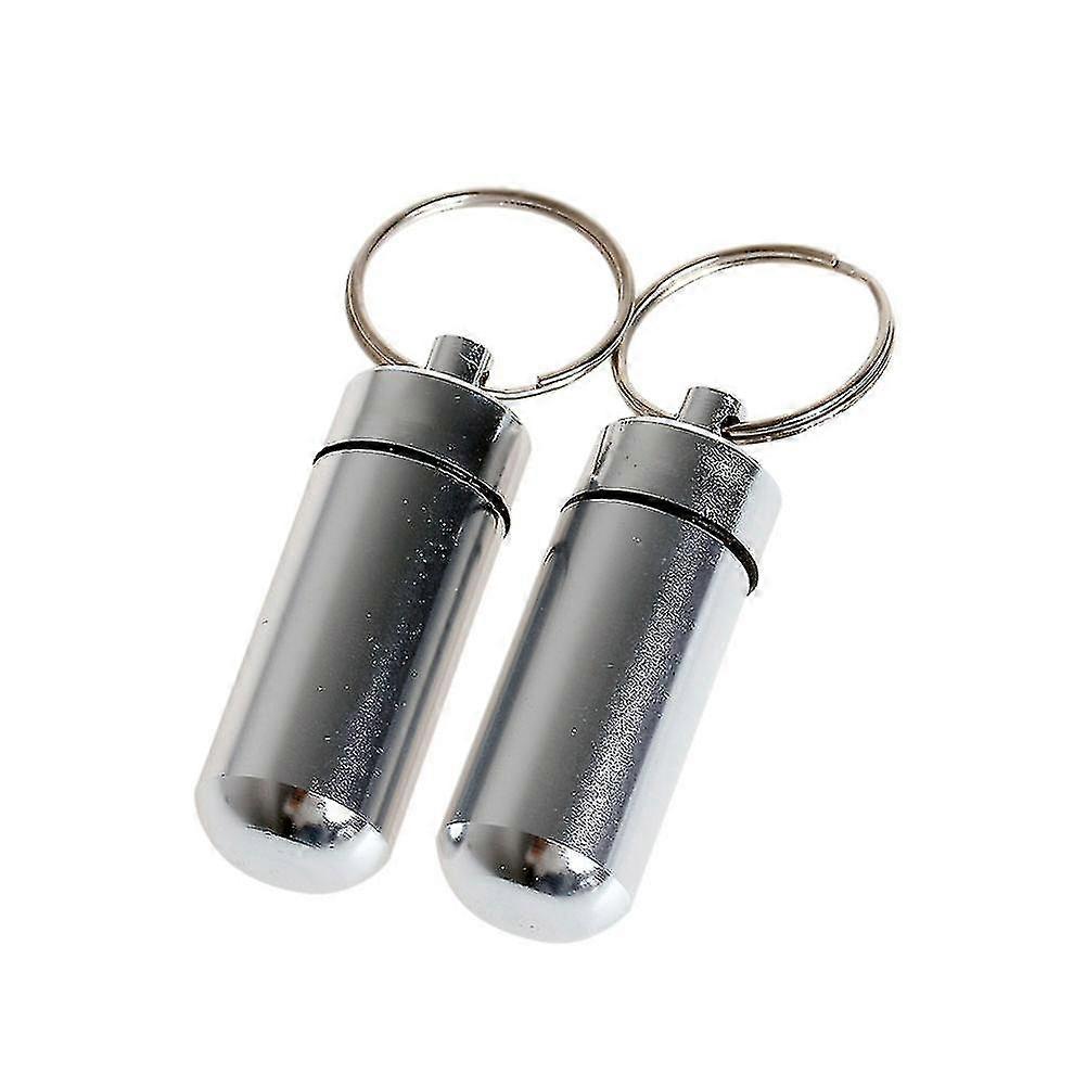 2 X Key Holder Pill Shaped Box Bottle Container Keychain Keyring Waterproof New