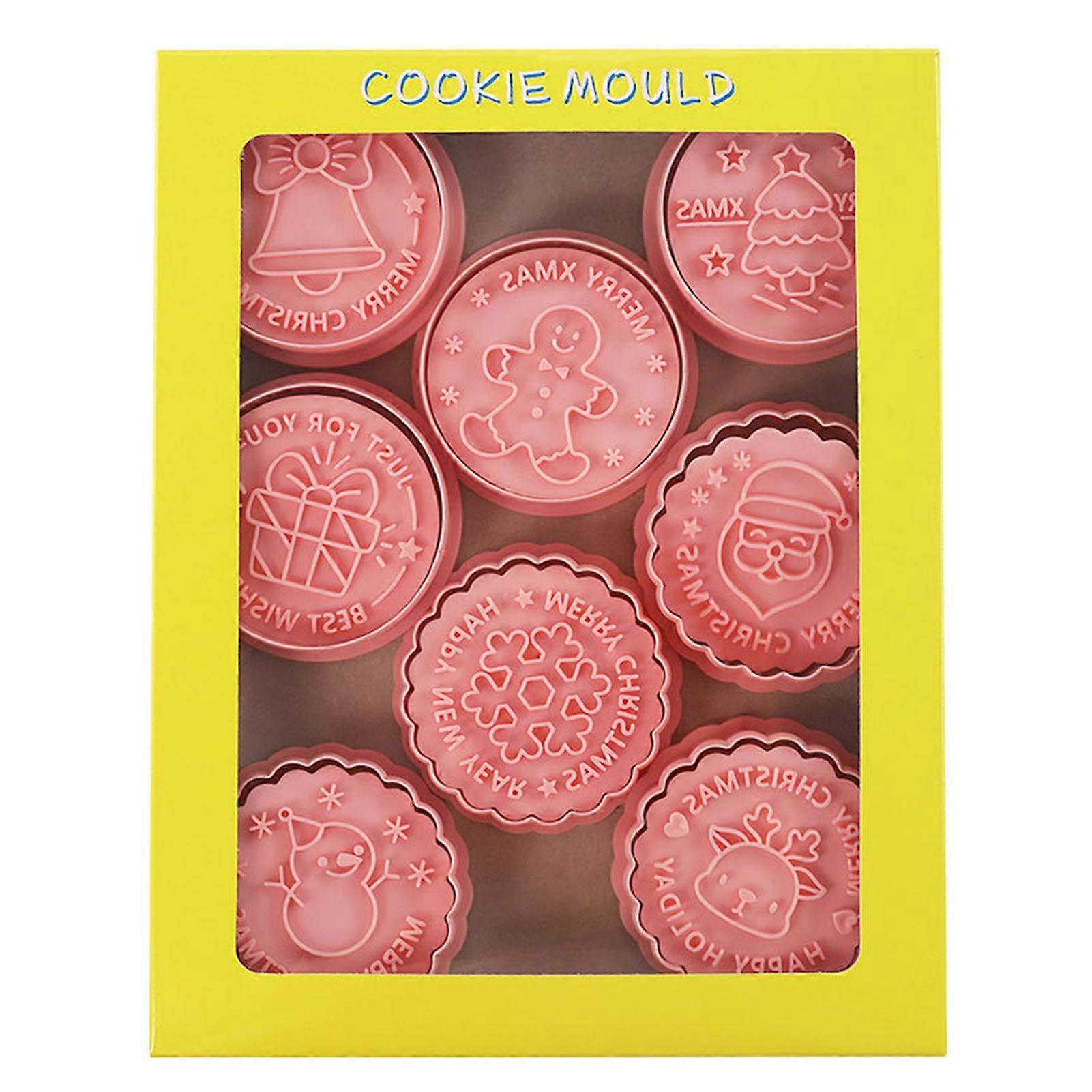 8 Pieces Christmas Biscuits Molds Set Fondant Cake Decoration Mold for Stamps Biscuits