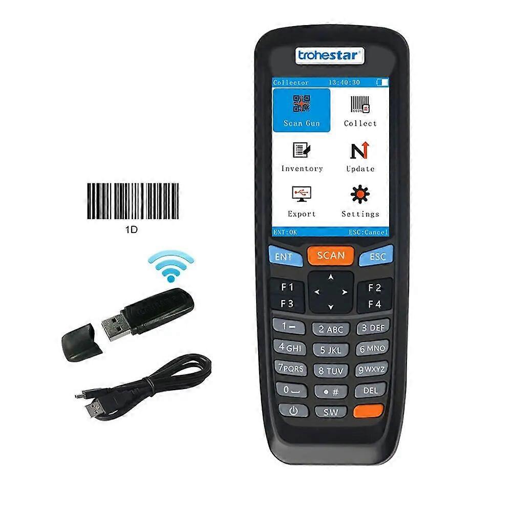 Escáner de código de barras Trohestar Lector portátil 1D 2D QR Escáneres de código de barras Colector de datos de inventario portátil para el mercado logístico