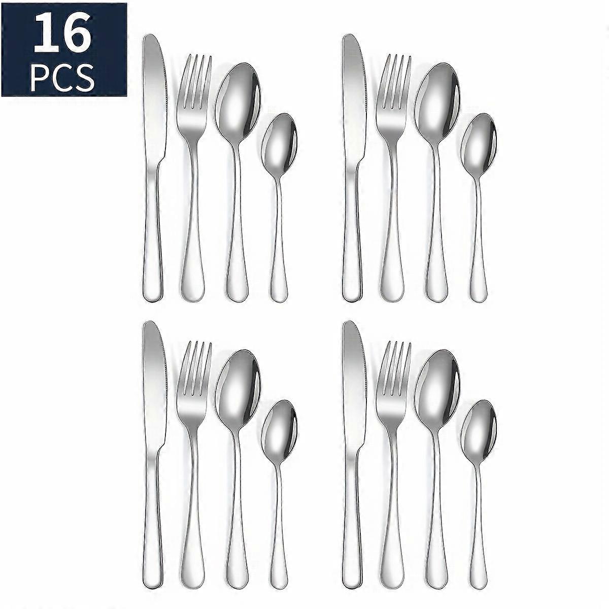 16/24pcs Tableware Set, Stainless Steel Knife, Fork And Spoon Cutlery Flatware Set, Mirror Polished Dinnerware Set, Dishwasher Safe And Easy To Clean