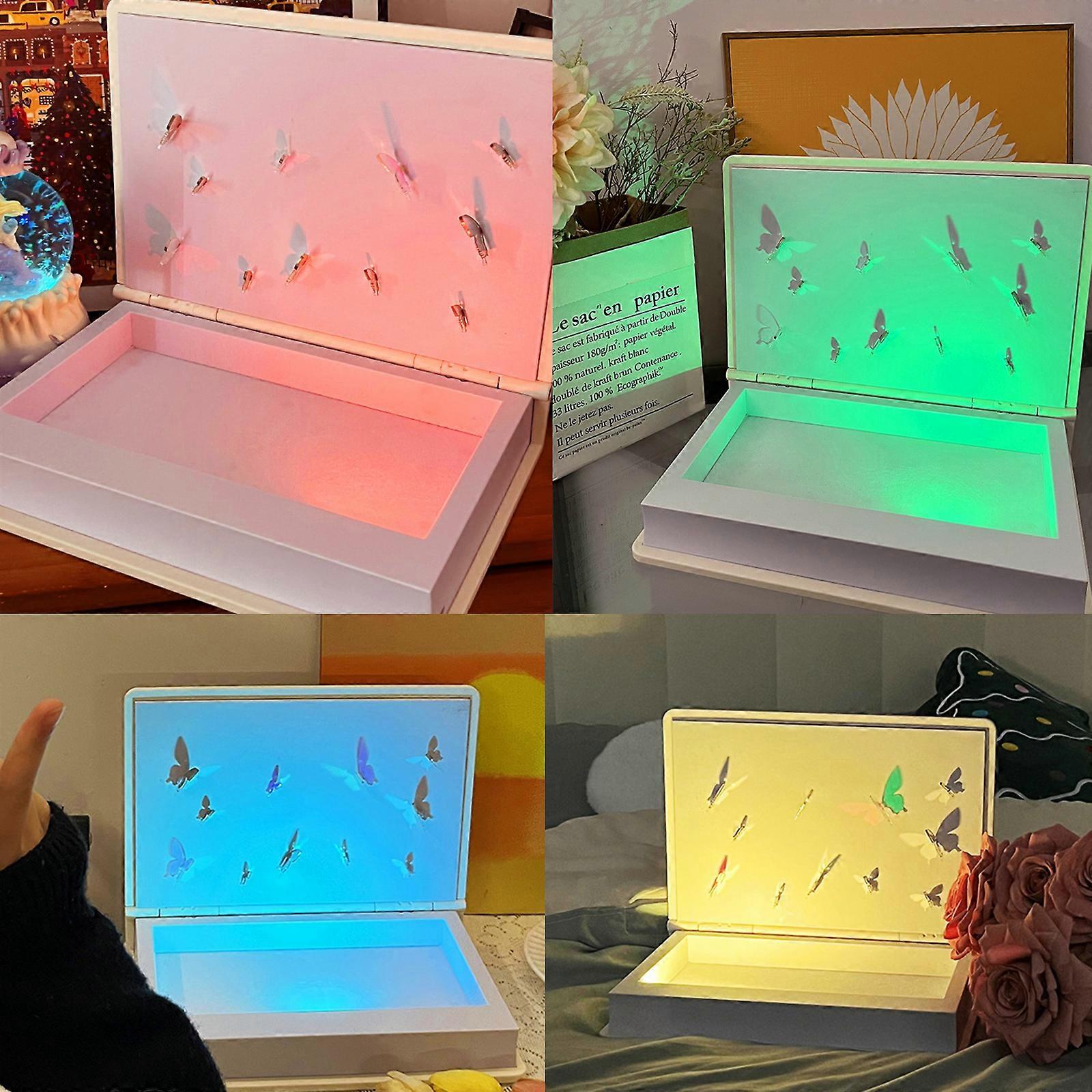 Stained Butterfly Books Lamp, Butterfly Shadowthe Fluttering Butterfly Light Box,,100% New
