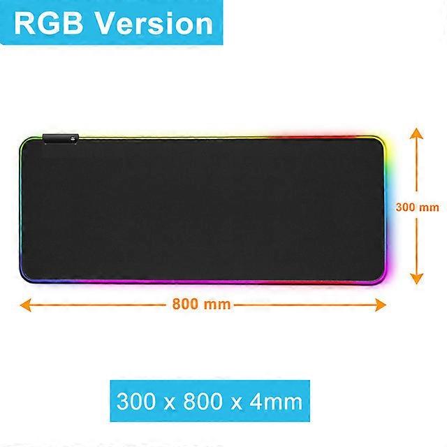RGB XL Gaming Mouse Pad, 800 x 300 mm, Large with 14 Lighting Modes, 7 LED Colors, Non-Slip, for Gaming Computer, Additional USB Input