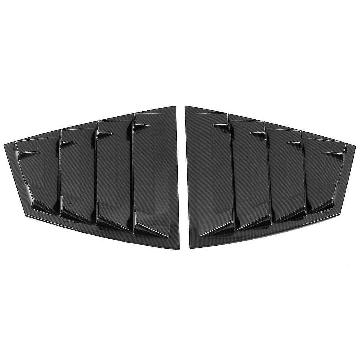 Carbon Fiber Color Rear Side Vent Quarter Window Louver Shutter Cover Trim For  2015 - 2021