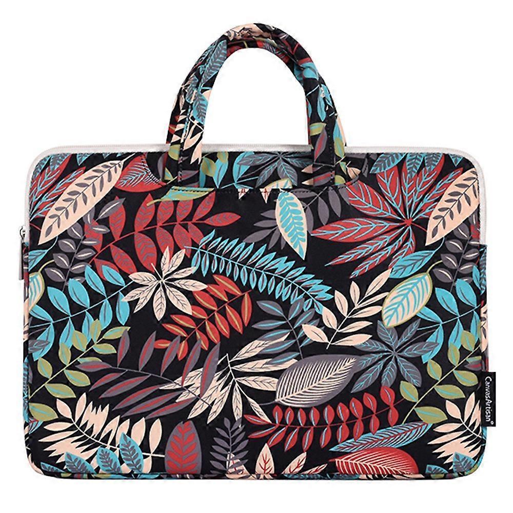 CANVASARTISAN H30-B01 Colorful Big Leaf Pattern 15-inch Zipper Laptop Bag Computer Notebook Carrying Pouch Handbag