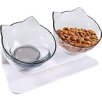 Double Cat Bowl, Cat Bowl, 15 Tilt Double Raised Cat Bowl, Double Bowl Pet Feeder With Raised Stand