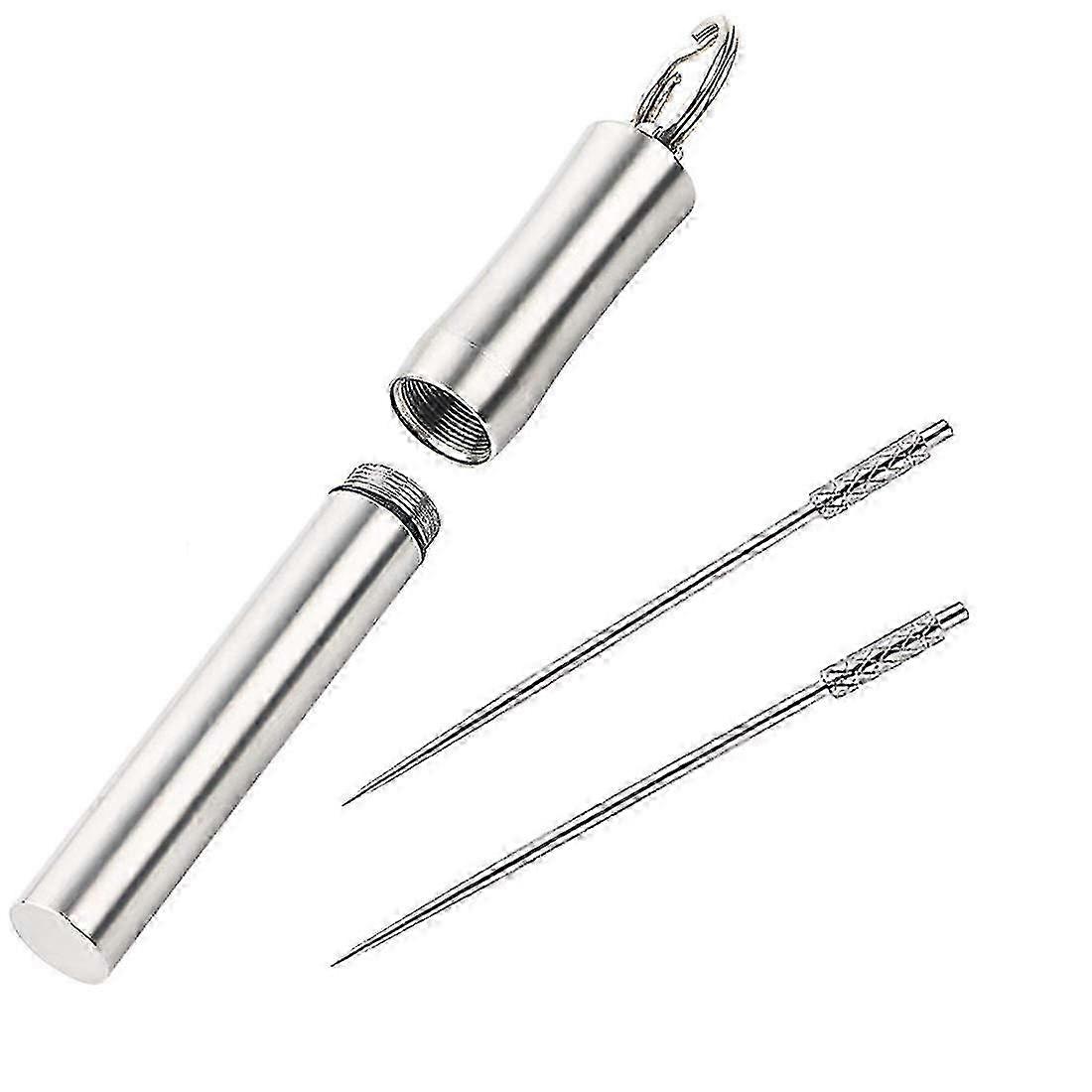 حامل المسواك مع 2PCS التيتانيوم المسواك ، المحمولة في الهواء الطلق الفولاذ المقاوم للصدأ مسواك موزع وحاوية