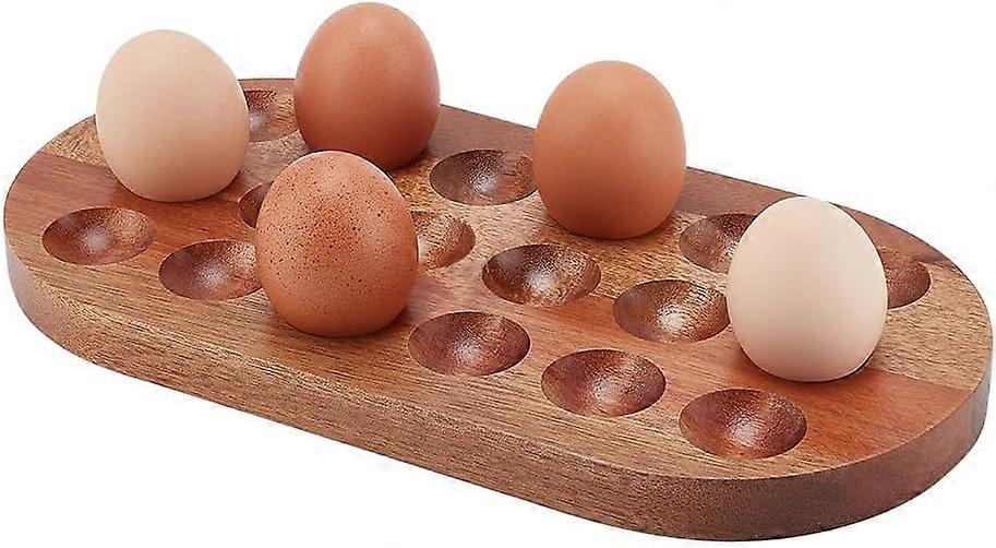 Wooden Egg Holder for 18 Fresh Eggs Stackable Egg Storage Trays Egg Container Rack Egg Holder Countertop for Fresh Egg Organizer Rustic Kitchen Decora