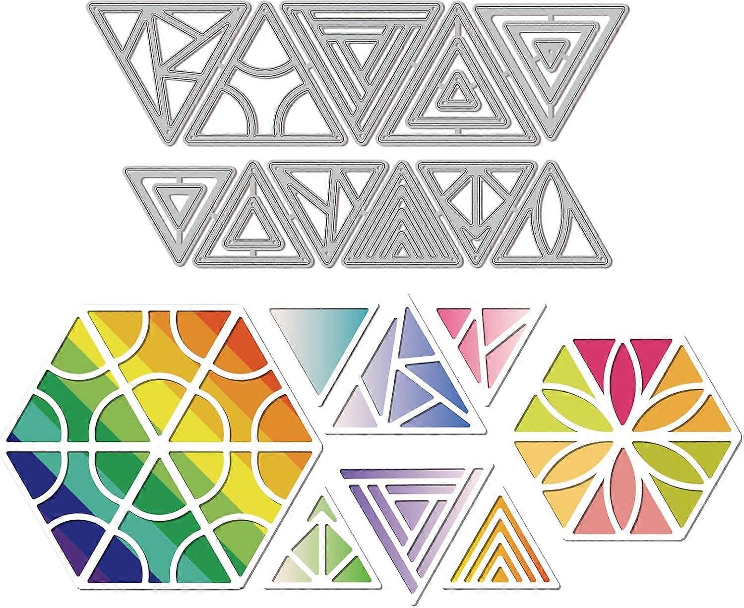 2Pcs Triangular Frame Cutting Dies Metal Hollow Triangular Frame Die Cuts Embossing Stencils Template for Paper Card Making Decoration DIY Scrapbookin