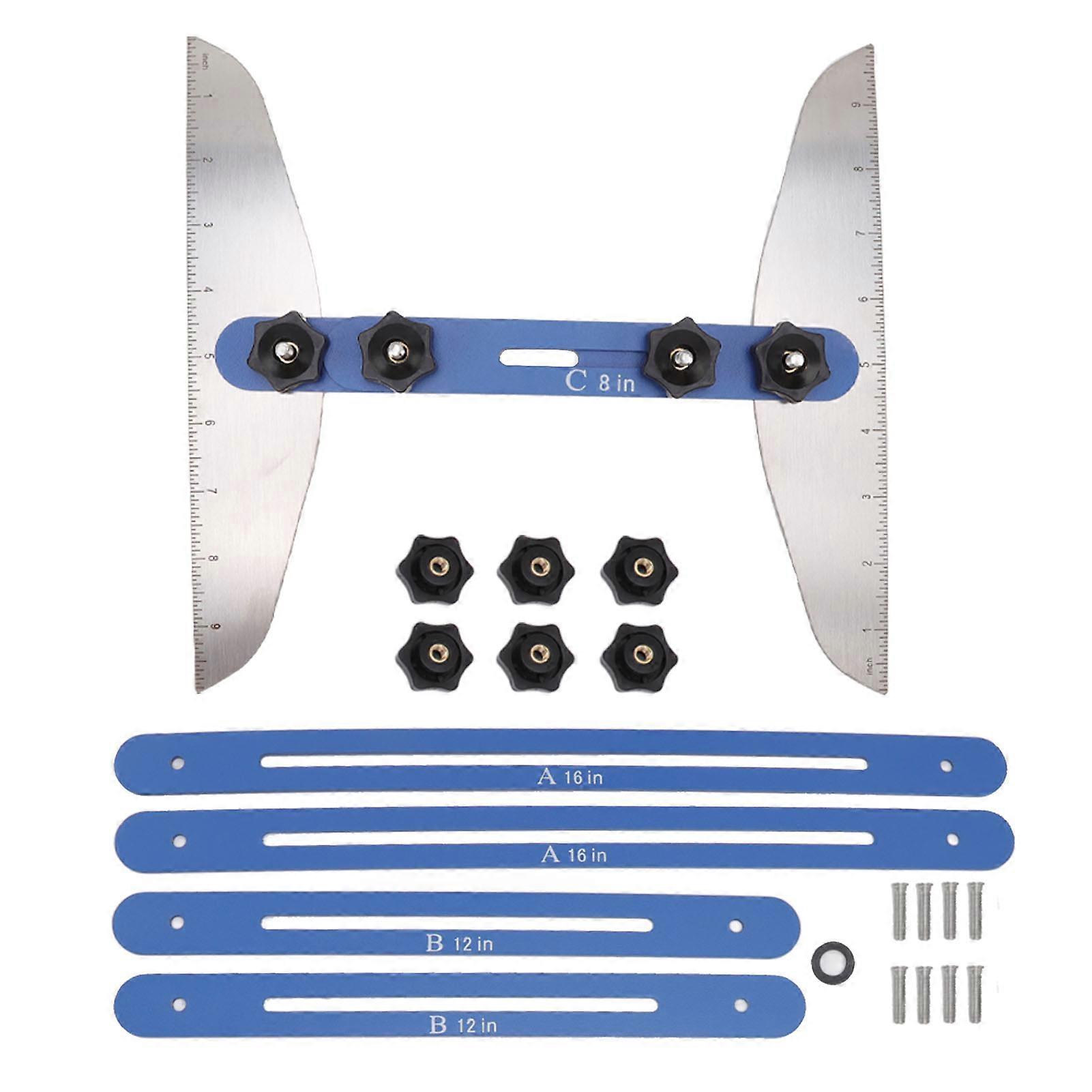 Scala Gradini Calibro Acciaio Inox 8 in 12 in 16 pollici Resistente alla Corrosione Alta Precisione Facile Operazione Strumento di Misurazione Scale Set Blu