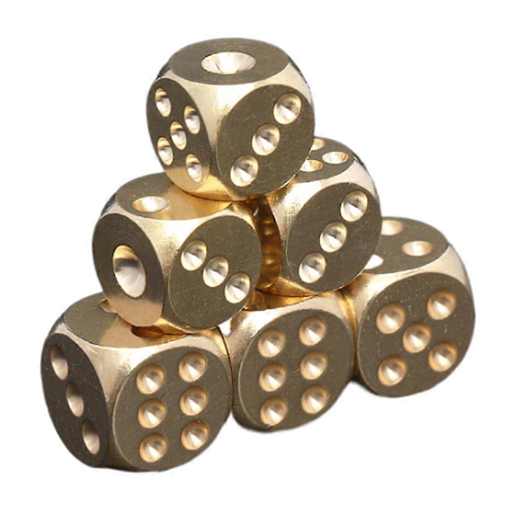 6 pièces Square Dices Home Decor Brass Solid Dice Entertainment Accessoires
