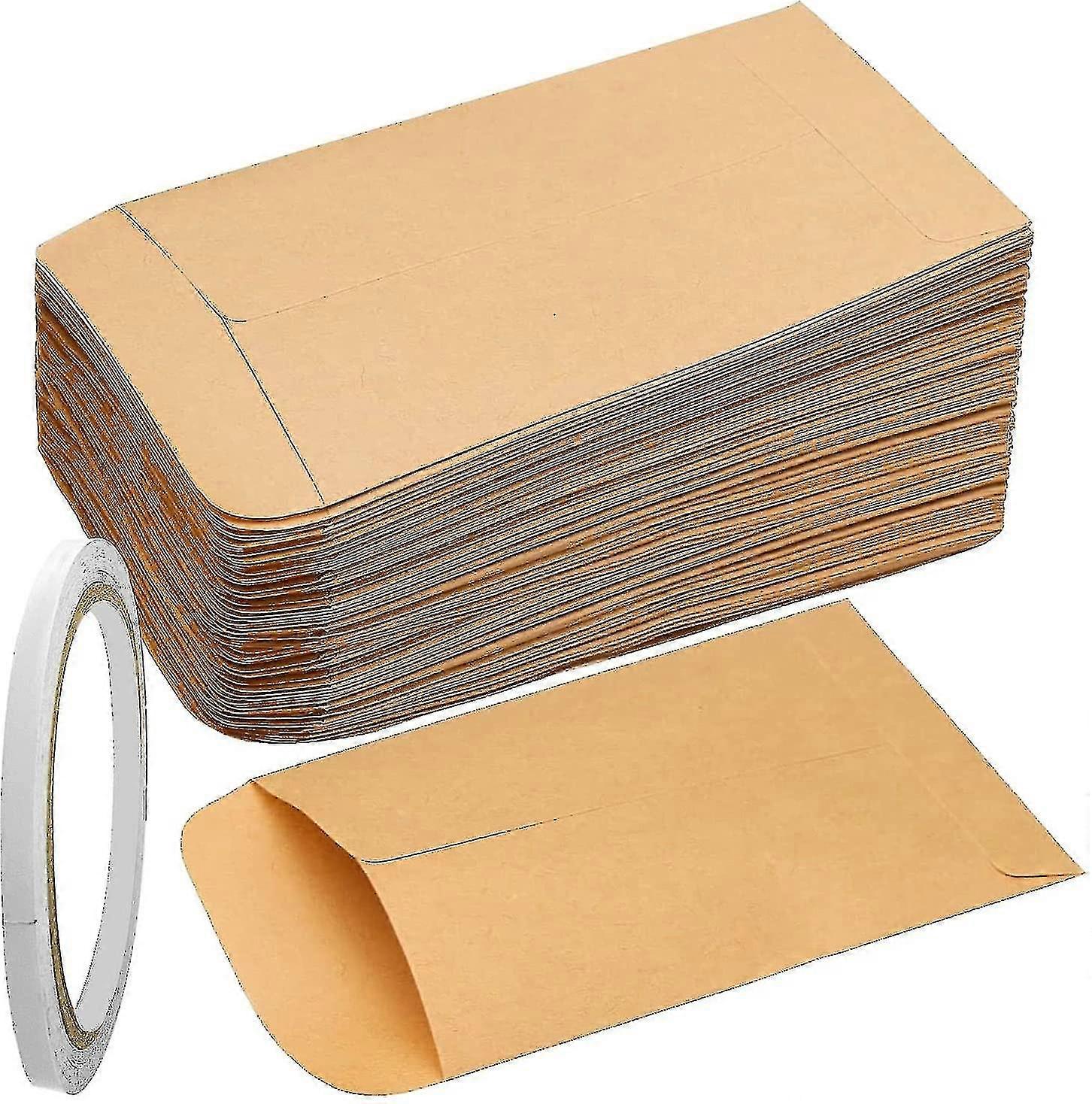 120pcs sobres de semillas con 1 cinta de doble cara, pequeños sobres marrones semilla