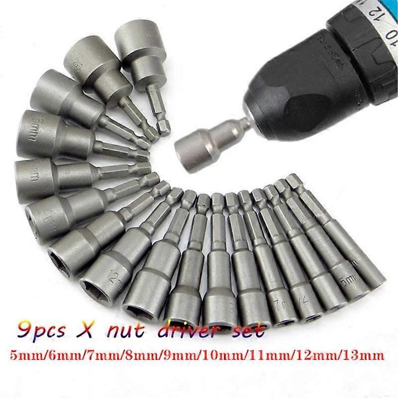 9PCS Set 5mm-13mm Hex SocketS Sleeve Nozzles Nut Driver Set Screwdriver Set Schroevendraaier Set Bits Sets Tools