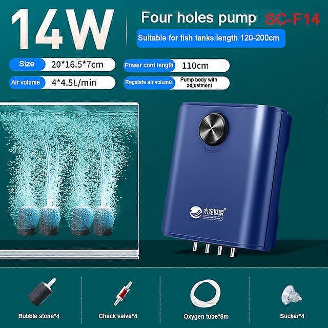 Silent Aquarium Oxygen Air Pump with Check Valve Fish Tank Four Outlet Large Oxygenator Aquarium Air Compressor Aerator 220v