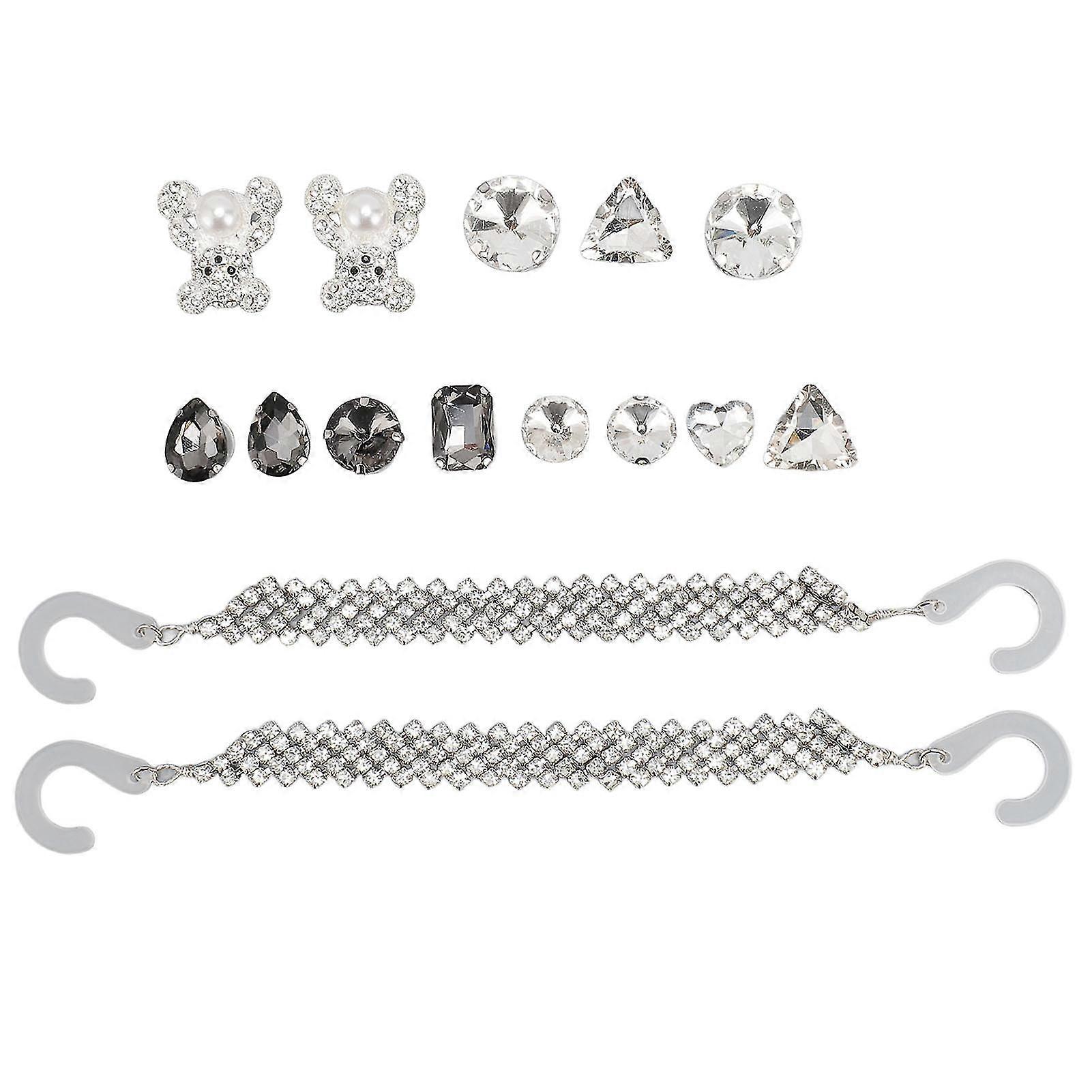 15Pcs Bling Shoe Accessories Plastic Alloy Sparkling Easy to Install Durable Hole Shoe Decorations for DIY Replacement