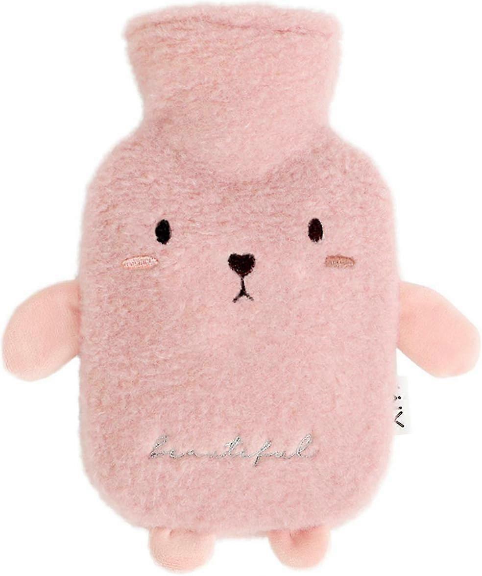 Thermos bottle with soft plush cover, suitable for family or girlfriends, 1000 ml capacity, dimensions 26 x 15 cm, pink