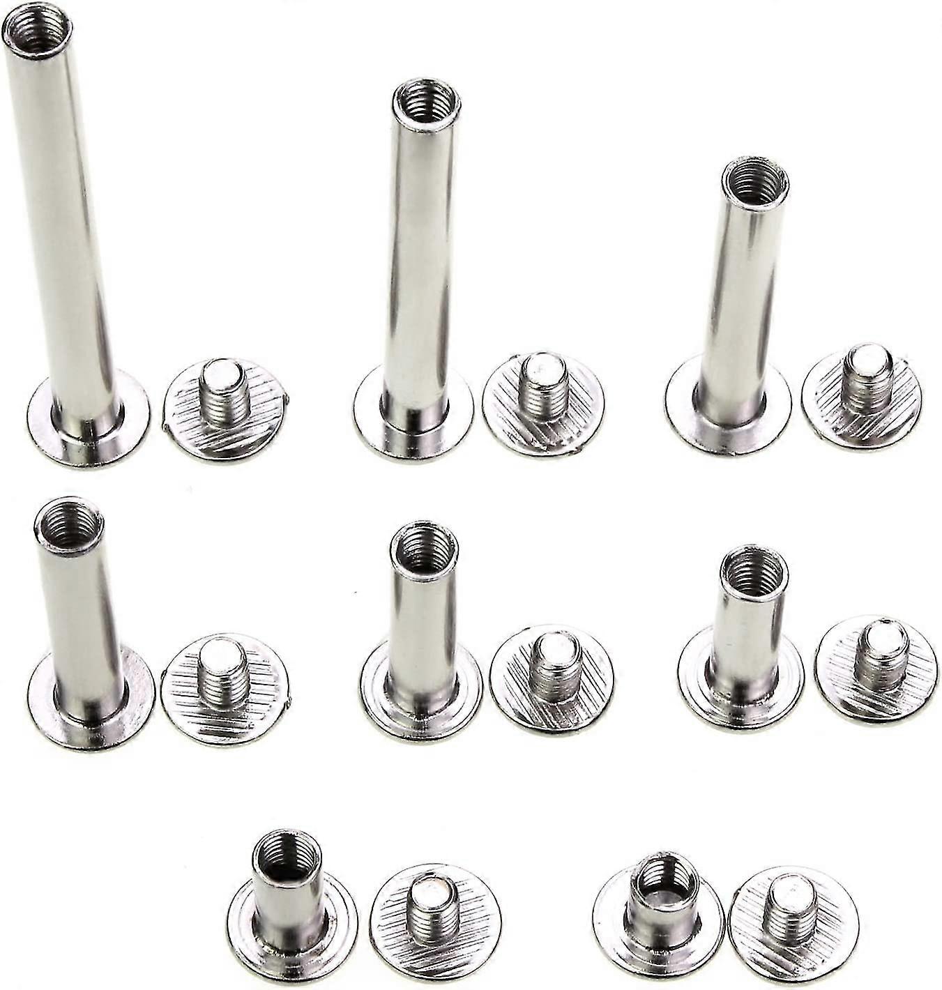 100 Pack Binding Screws And Riveted Nails, 5 Sizes, Metal, Round Qyroadwolf