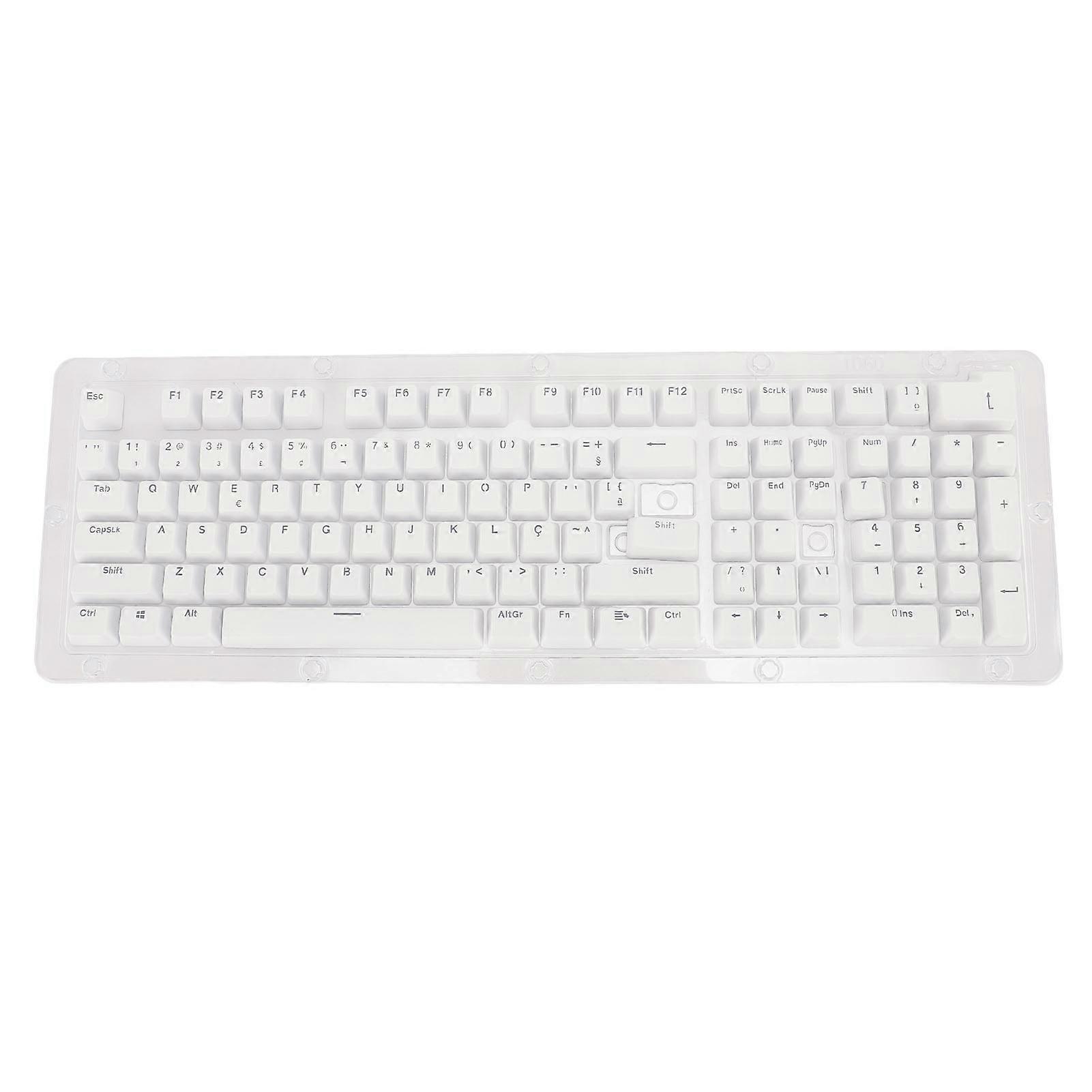110 Keys Keyboard Keycaps Brazilian Portuguese Mechanical Keyboard Translucent Keycaps for 61 64 68 84 87 96 98 100 104 108 Keys Keyboard White