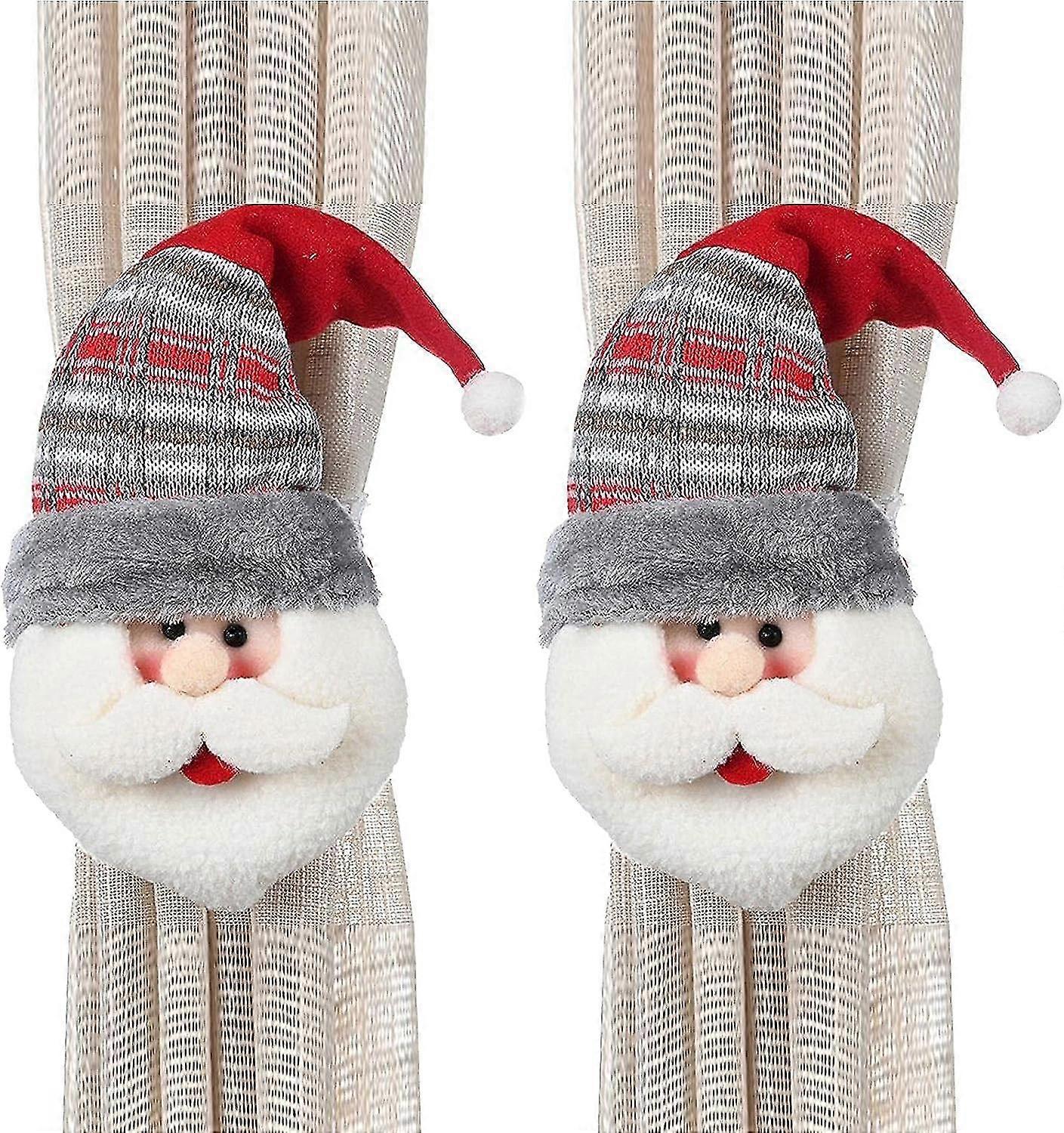 2 قطع عيد الميلاد الستار مشبك التعادل مرة أخرى عيد الميلاد موضوع الأيائل رجل الثلج ديكور المنزل مقهى مكتب عيد الميلاد الديكور